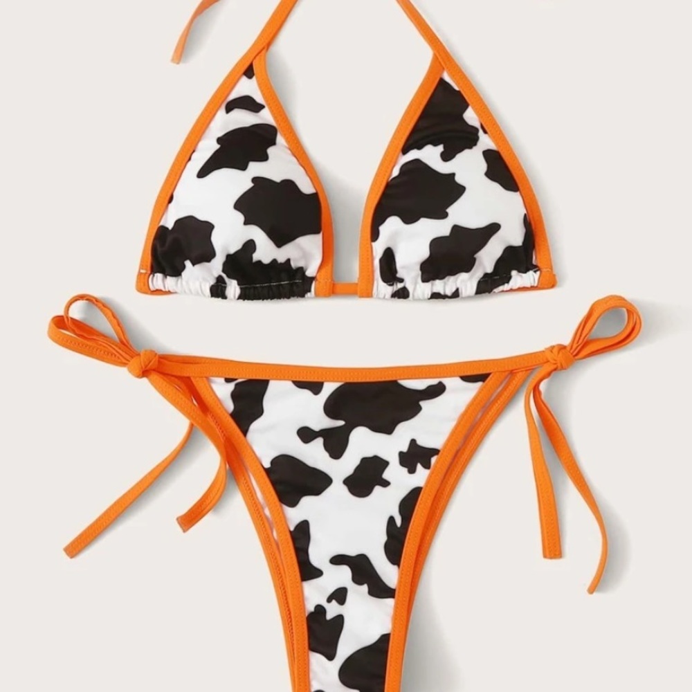 Cow print bathing suit
